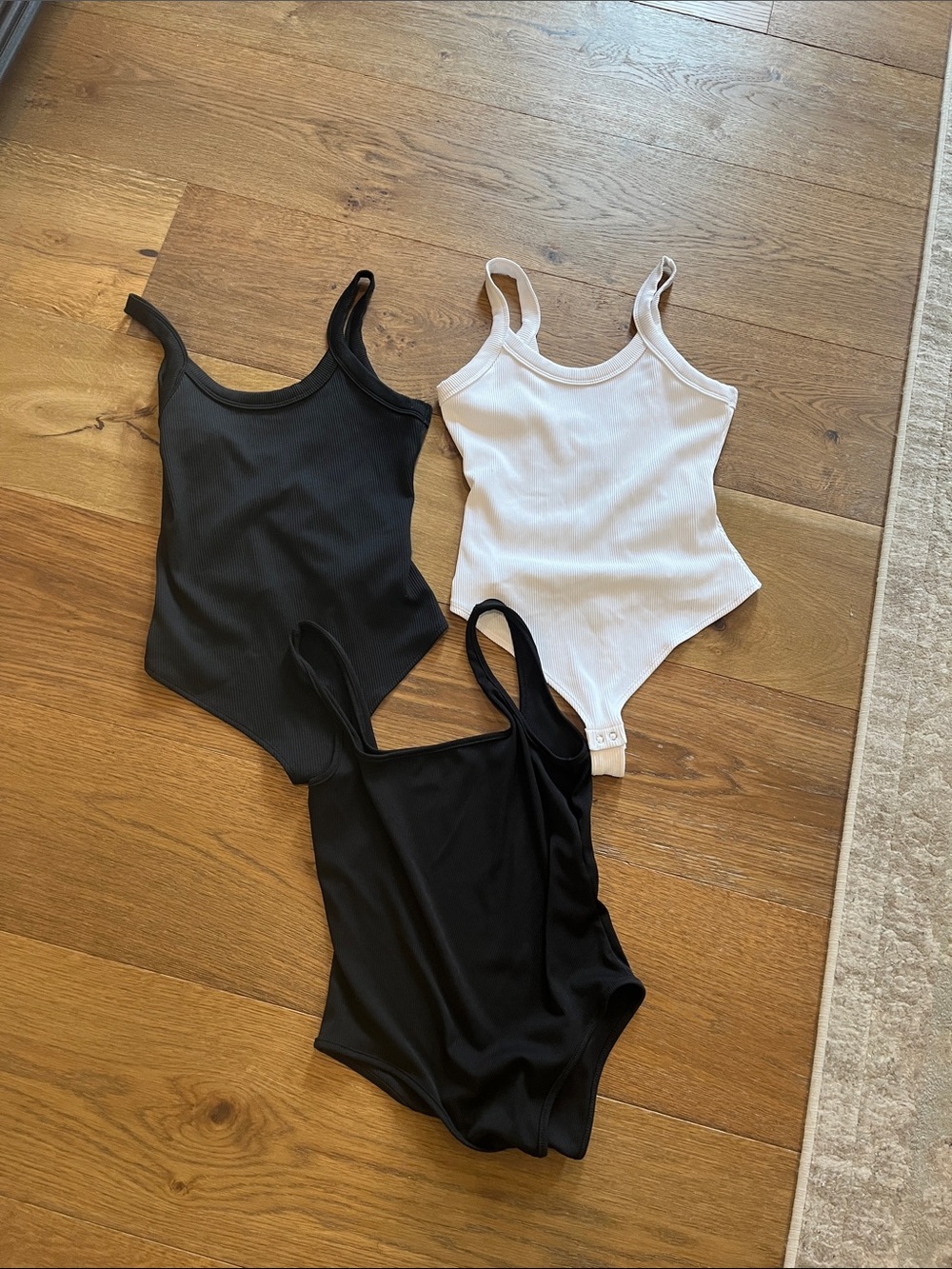 Ribbed Tank One-Piece Bodysuit - Black & White